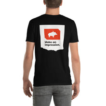 Load image into Gallery viewer, Dark t-shirt with tagline art
